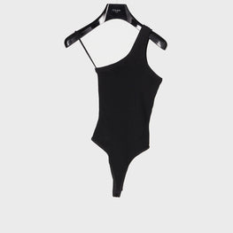 Women One Shoulder Bodysuit - Black