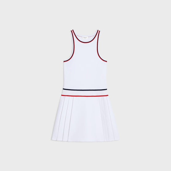 Women Athlétique Sans Manches Dress - White/Red/Blue