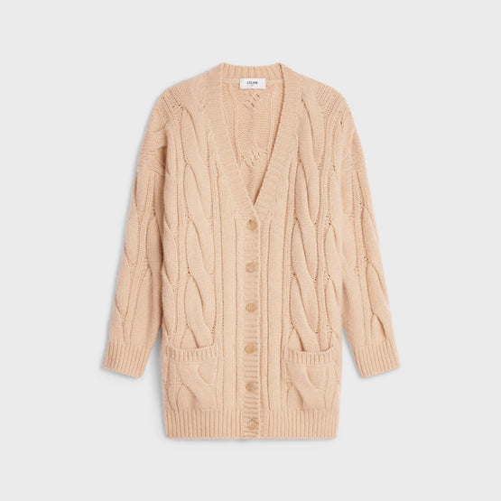 Women Long Torsades Cardigan - Light Sand