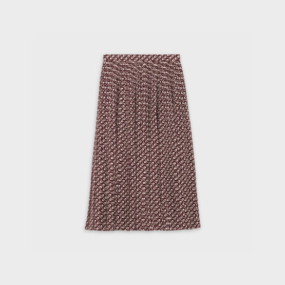 Women Midi Plissée Skirt - Prune