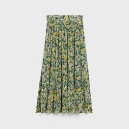 Women Midi Plissée Skirt - Craie/Soleil/Gris