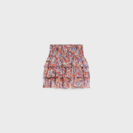 Women Courte À Volants Skirt - Craie/Corail/Bleu Grunge