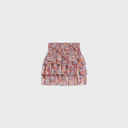 Women Courte À Volants Skirt - Craie/Corail/Bleu Grunge