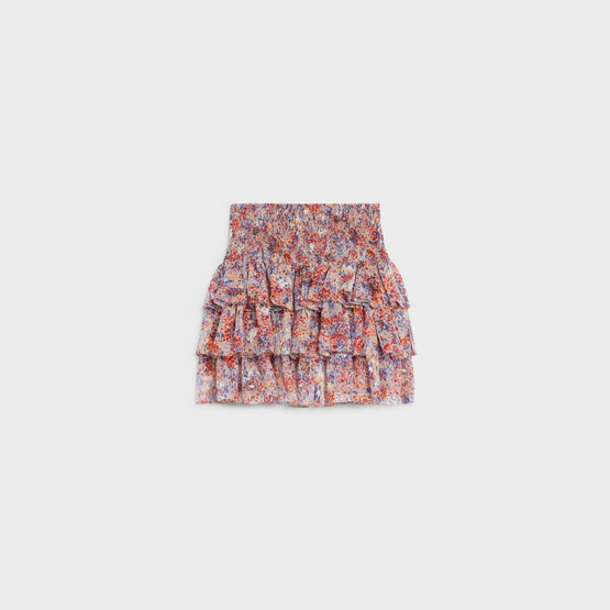 Women Courte À Volants Skirt - Craie/Corail/Bleu Grunge