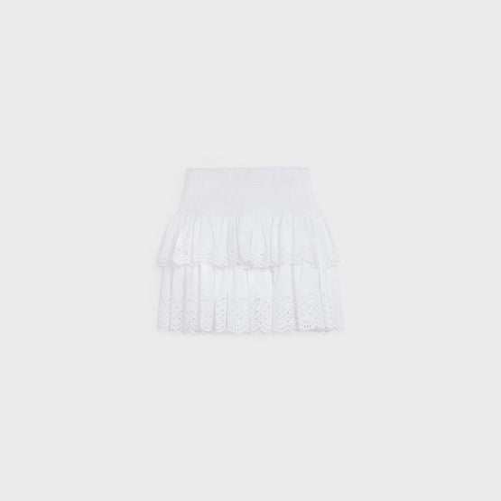 Women Courte Broderie Anglaise Skirt - White