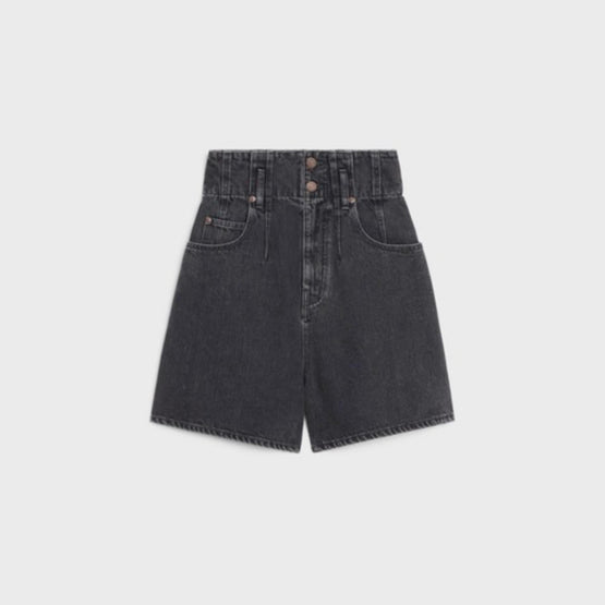 Women Jumbo PF Denim Shorts - Charcoal Wash