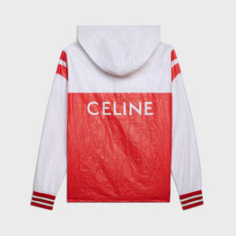 Women Zippée Capuche Celine Jacket - Blanc/Rouge