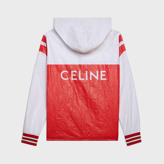 Women Zippée Capuche Celine Jacket - Blanc/Rouge