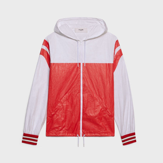 Women Zippée Capuche Celine Jacket - Blanc/Rouge