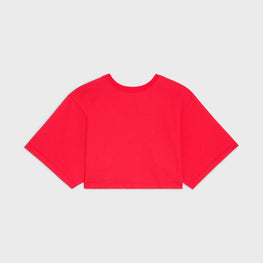 Women Brodé Sequins Allover Crop Top - Rouge Intense/Off White