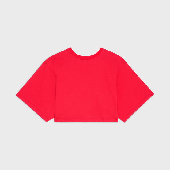 Women Brodé Sequins Allover Crop Top - Rouge Intense/Off White