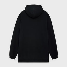 Men Over Embroidery Visage Hoodie - Black