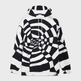 Men Oversize Spider Allover Hoodie - Ecru/Black