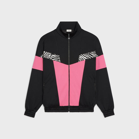 Men Sweat Zippé Découpes Jacket - Black/Rose Dahlia/Zebra