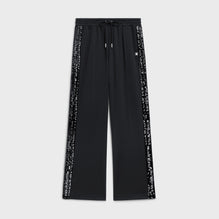 Women Flare Bandes Brodées Joggers - Black