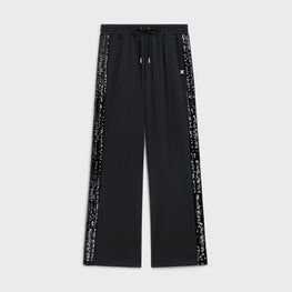 Women Flare Bandes Brodées Joggers - Black