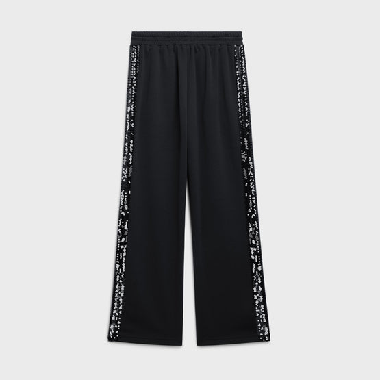 Women Flare Bandes Brodées Joggers - Black