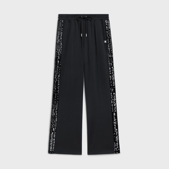 Women Flare Bandes Brodées Joggers - Black