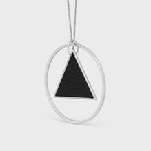 Men Triangle Large Necklace - Black/Silver